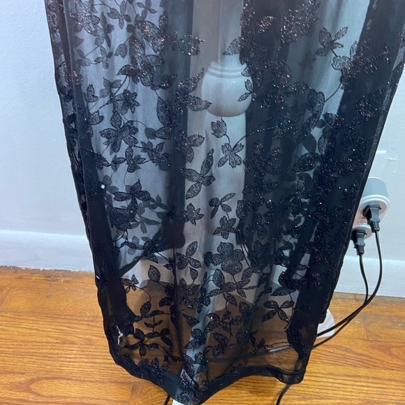 Vintage Slip Dress Mesh Overlay Sparkly Y2K Whimsigoth Long Strappy M 8Tall Vamp - Picture 4 of 15